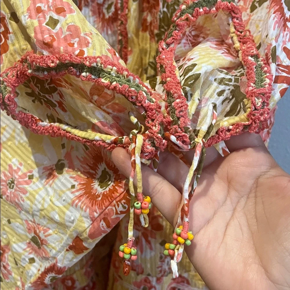 Poupette St. Barth Poncho Nava CT Stripe Yellow  90’s   NWT